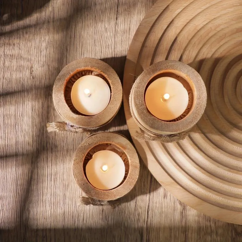 Świece Kreatywny drewniany świecznik soczysty roślinny taca na stolik Dekoracja stolika
