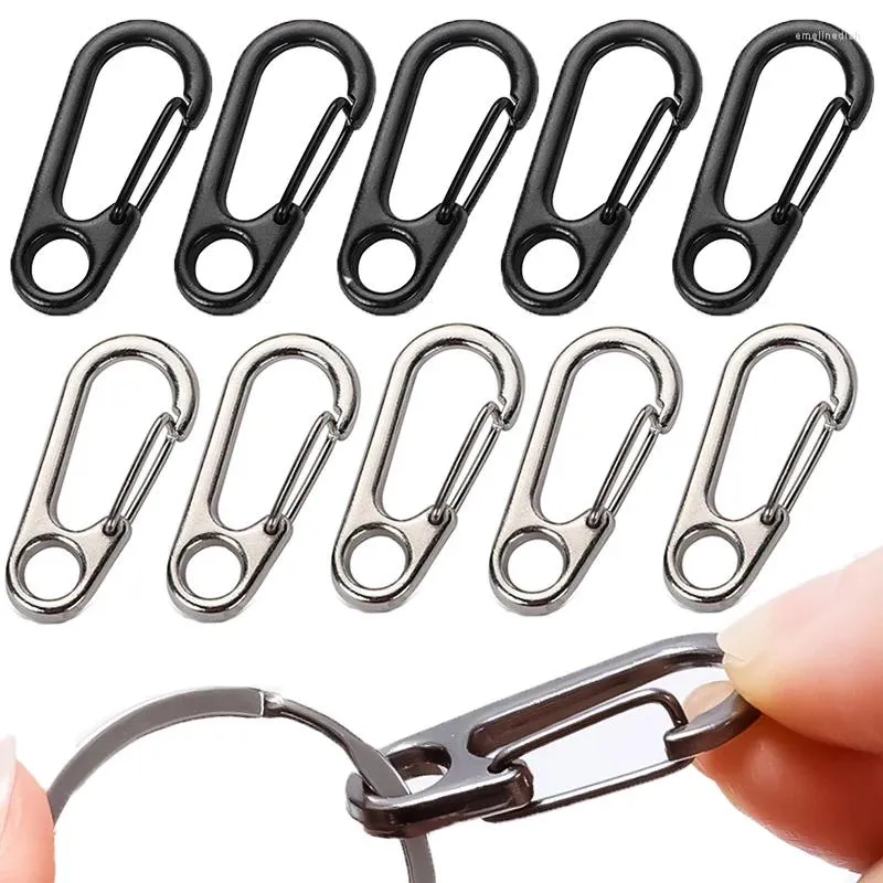 Keychains 5 stks mini karabijns clips kleine legering veer snap hook sleutelhanger gesp bij draagbare fles hangende gesp voor rugzak camping wandelen