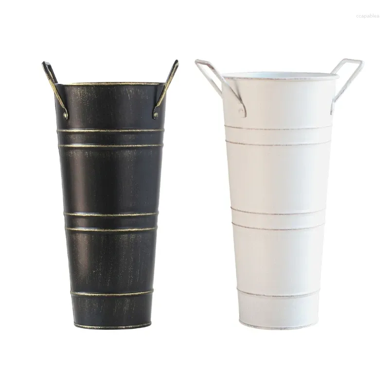 Garranhas de armazenamento guarda -chuva de metal com alça de alça Rack de flor de vaso decorativo de balde vintage para sala de estar em casa