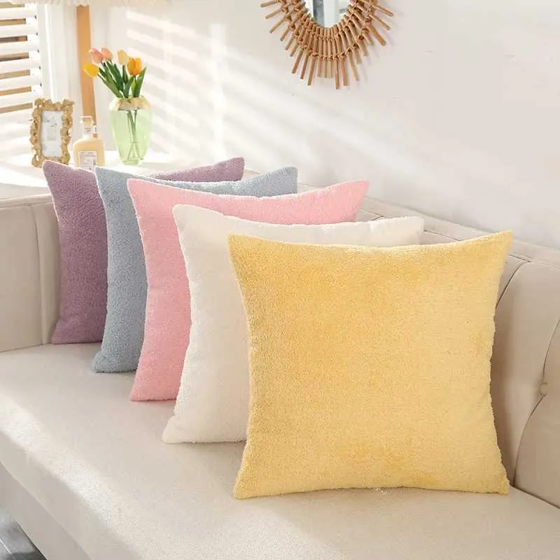 Подушка/декоративный сплошной цвет макарон задним чехол 45*45 см подушка подушка поясничная для домашних декораторов