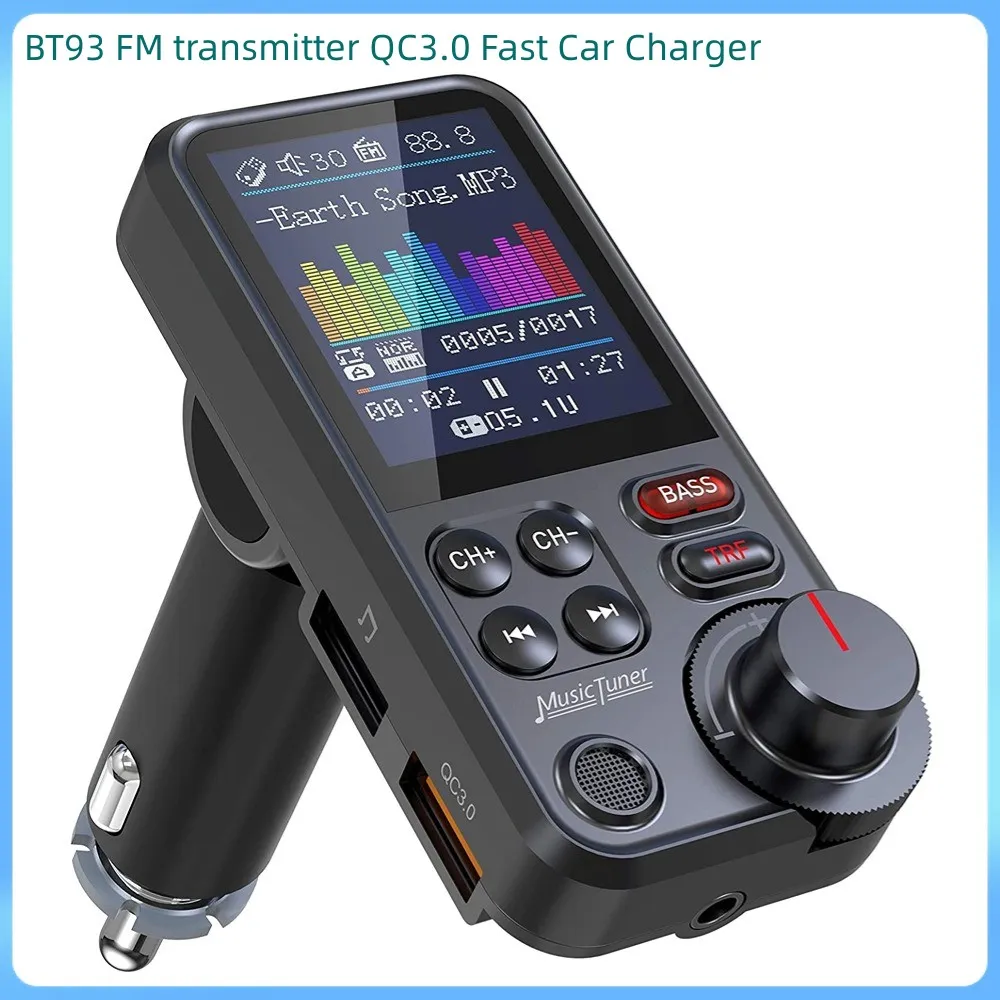 BT93 FM Transmissor Fast Carro Carregador HiFi Mp3 player Kit de rádio sem fio FM Chamada de mãos livres