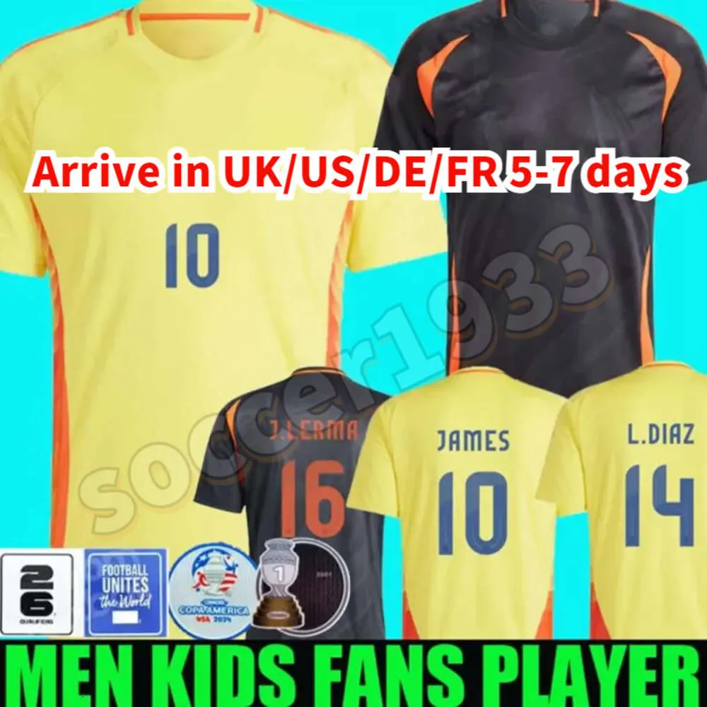 24 25 25 KoloBia James Soccer Jerseys Kit Kit Columbia National Football Shirt Home Away Set Camisetas 2024 Copa America D.valoyes Arango C. Chucho cuadrado