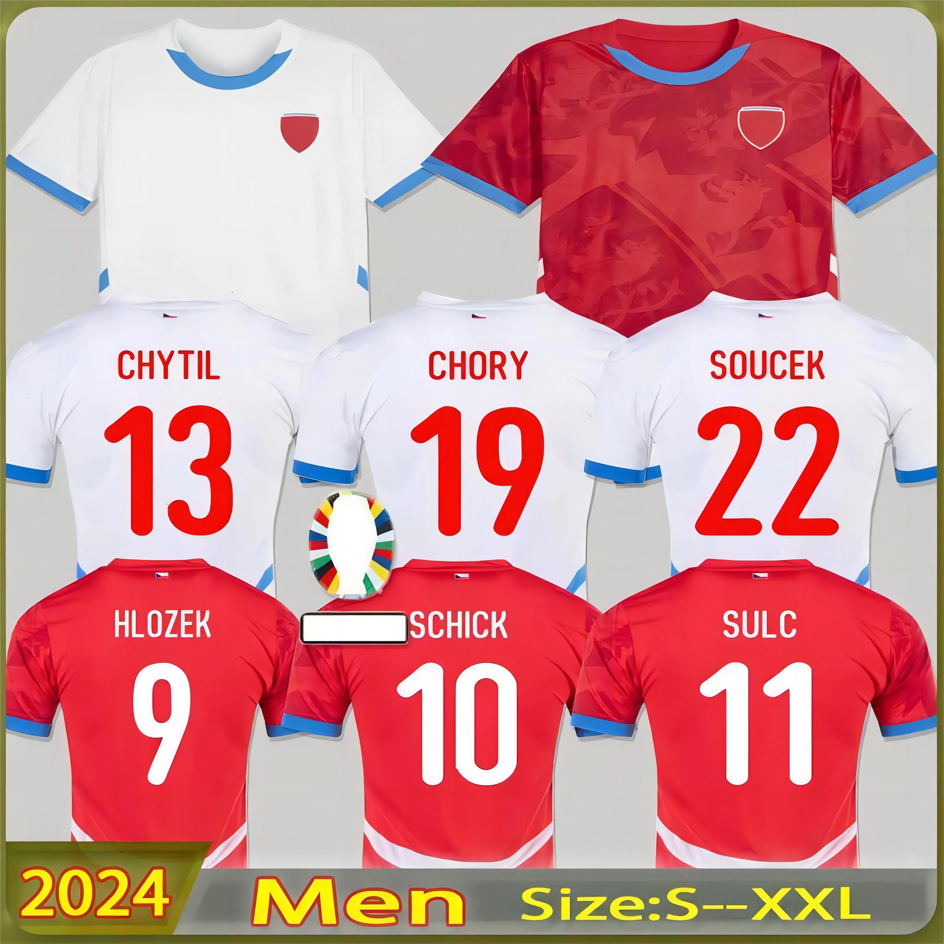 2024 Nouveau T-shirt de maillot de football de République tchèque Home and Away Red and White 24 25 Iceland Sport Football Jerseys Sportswear Serbie Camisola Eurocup