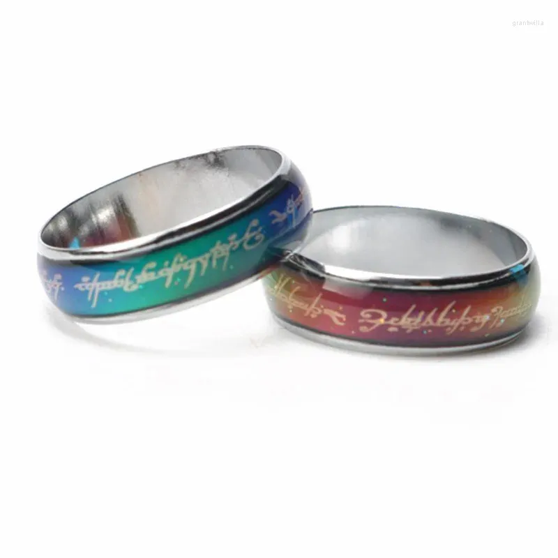 Com Stones Stones 3pc Moda Intelligent Mudar sua cor De acordo com o casamento de casal criativo simples do anel de jóias de temperatura