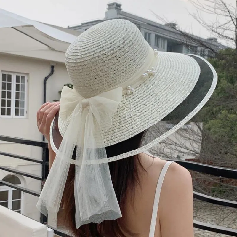 Berets Straw Woven Bucket Hat Fashion Anti-UV Trendy Sunscreen Breathable Adjustable Fisherman Outdoor Sports