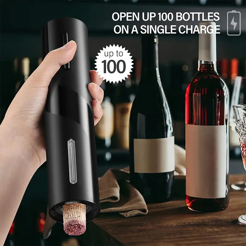 Öppnare laddningsbara elektrisk vinflasköppnare Automatisk rött vinkorkskruvfolie Cutter för Party Bar Red Wine Lover Wedding Presents
