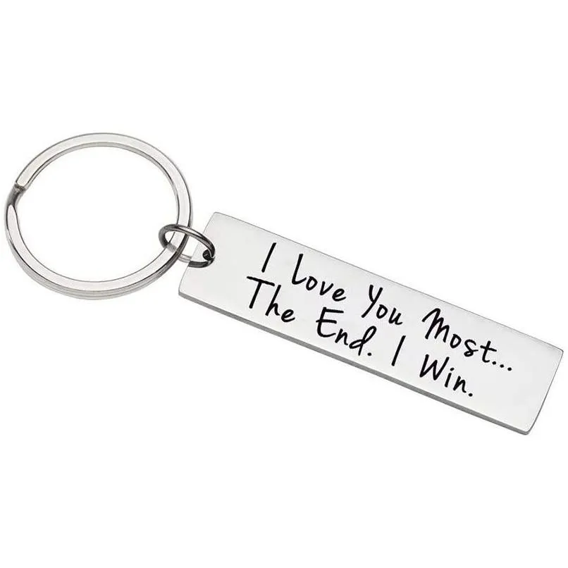 Keychains Lanyards Keychain for Women Men Lettre Saint Valentin Je vous aime les plus en acier inoxydable Clées Couple Friend Père Bi Dhxfl