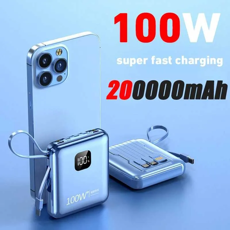 Mobiltelefone Banken 100W Power Pack 200000mah Bidirektionales schnelles Laden großer Kapazität Mobiles Stromversorgung Original für iPhone 15 14 Huawei New J240428