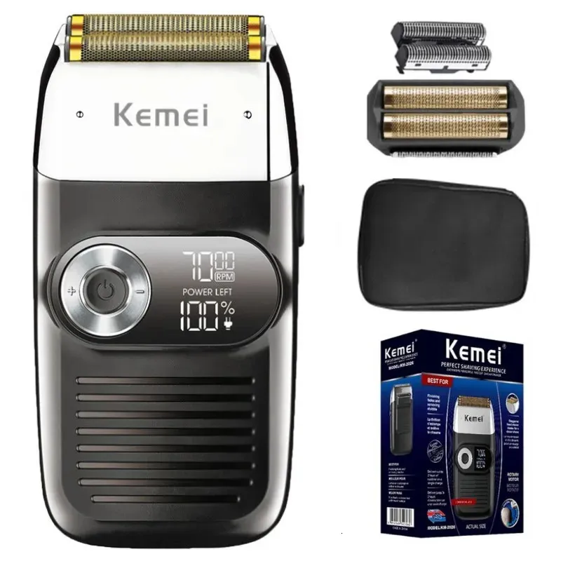Kemei Rechargeable Hair Shaver for Men beard Electric Face Razor Mens Head Headシェービングマシンウェットドライ240420