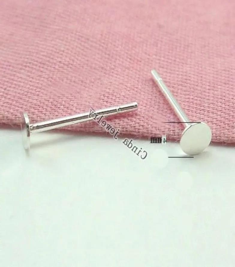 Smyckesfyndkomponenter Kontakter 20pcslot 925 Sterling Silver Earring Nail For DIY Gift Craft 4mm W2958649212