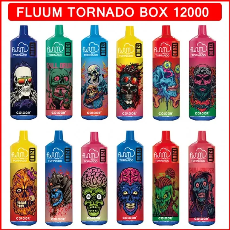 Ny Fluum Tornado Box 12000 Puffs E Cigaretter Starter Kit 12K Big Vaporizers Disponibla Vape Mesh Coil LED -lampor 650mAh Uppladdningsbart batteri 20 ml Förfyllda baljor