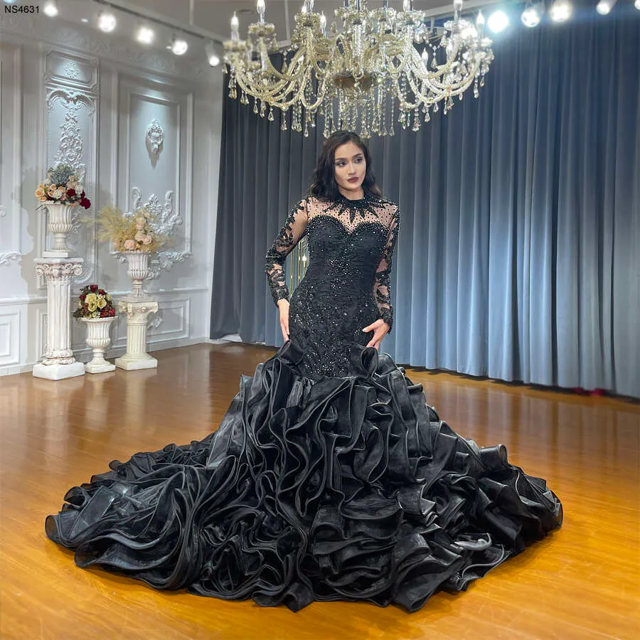 Customizable Amanda Novias Black Gothic Mermaid Wedding Dress