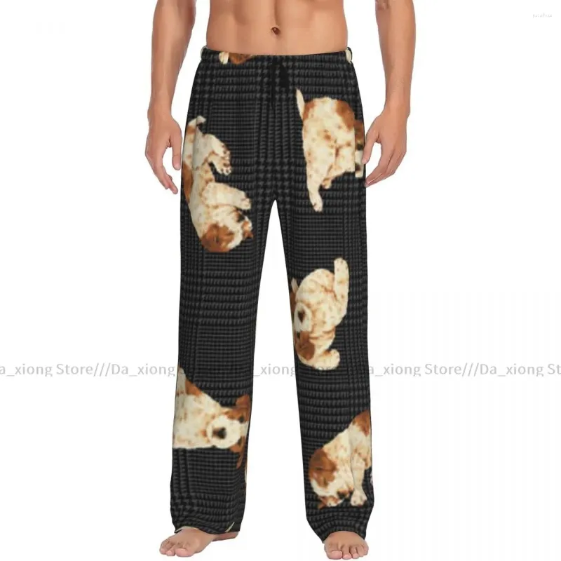 Maschile maschile da uomo pajama casual pantalone lungo la cintura elastica simpatica per cani simpatici pantaloni da casa accoglienti