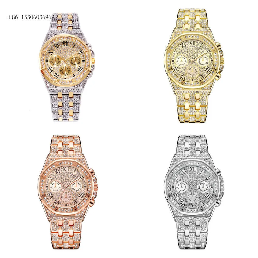 Factory Wholesale Custom Gold-plaquée CZ VVS VVS Moisanite Diamond Full Iced Out Watch