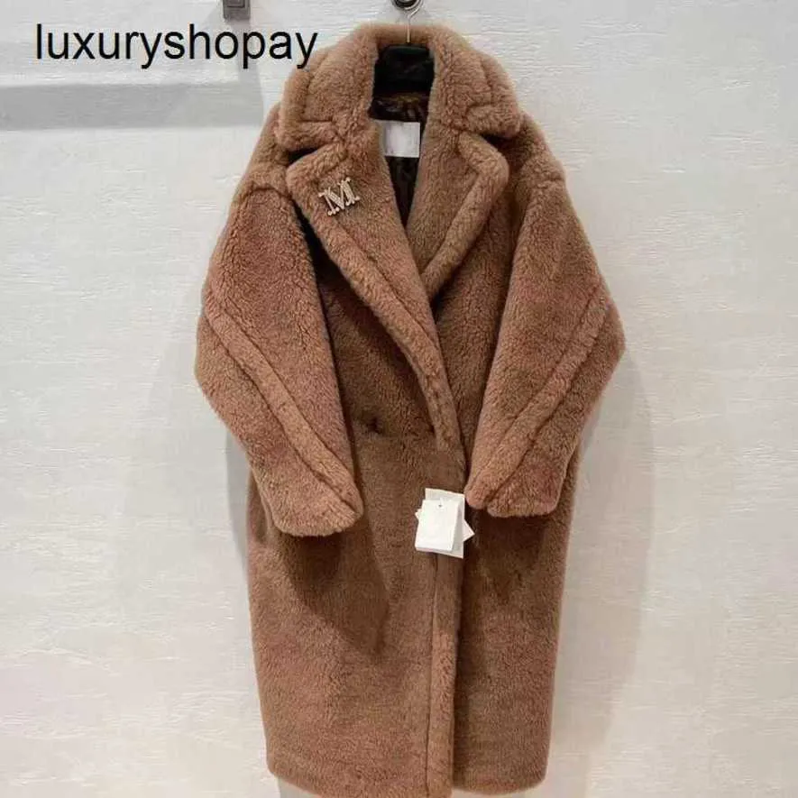 Maxmaras Coat Teddy Bear Womens Cashmere Maisses laine d'hiver m Famille Fur Silhouette alpaca intégrée longtemps pour