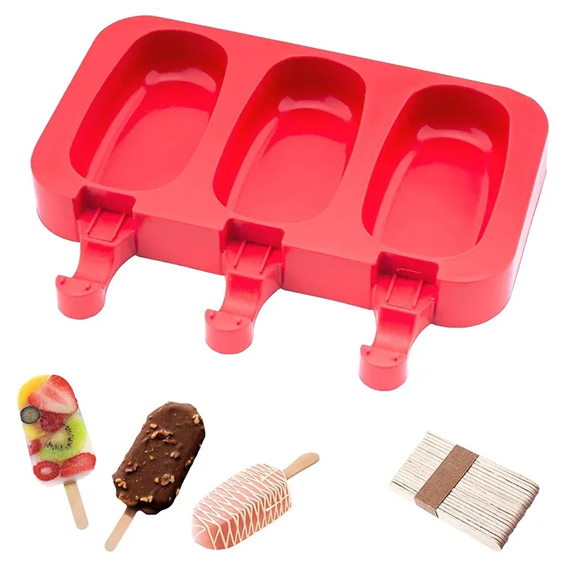 Strumenti stampo gelato in silicone con 20 bastoncini fai -da -te dessert cioccolato stampi per ghiaccioli produttori di cubetti di ghiaccio vassoio