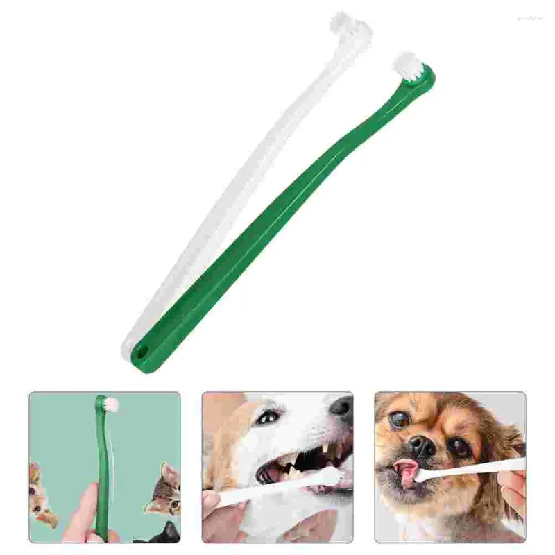 Dog Apparel 4 Pcs Pet Dogs Cat Cleaning Handheld Small Head Long Handle Plastic Portable Teeth