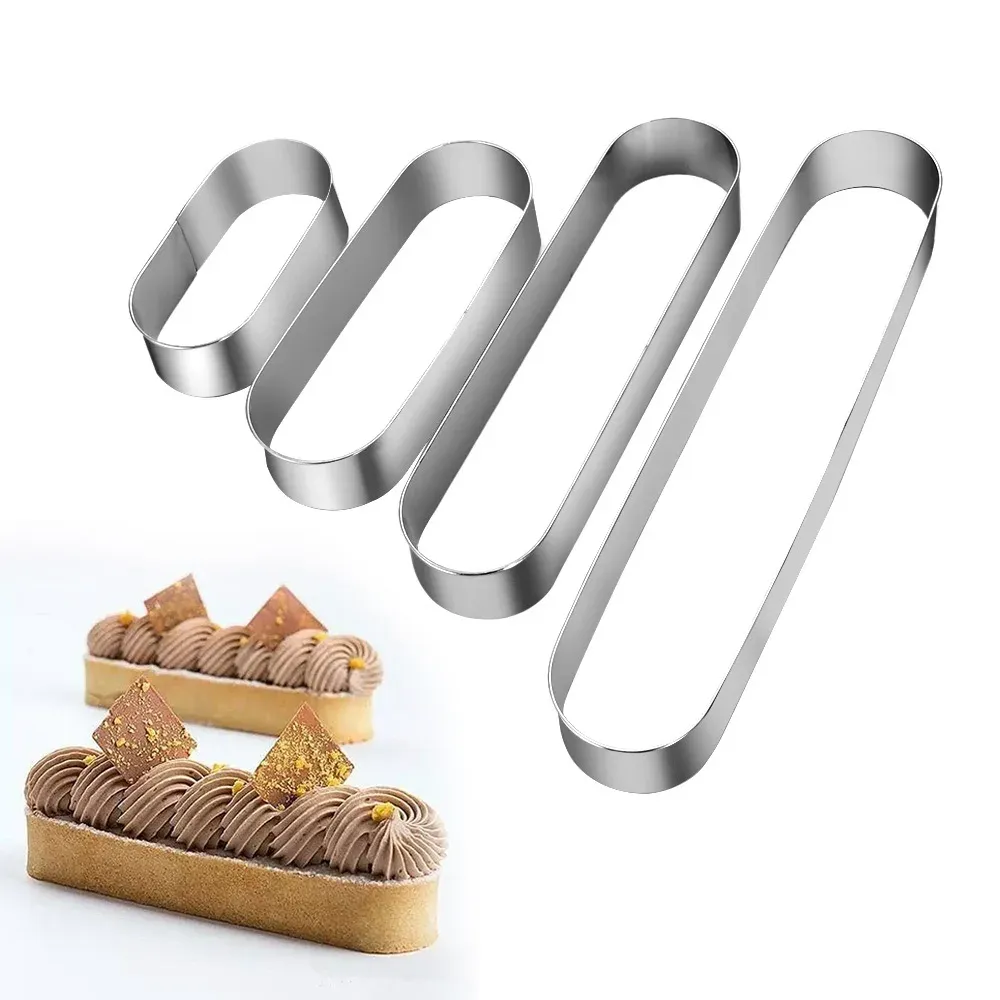 Moldes de aço inoxidável Ring Retângulo/oval/bolo redondo cortadores de biscoito de mousse de assadeira de molde de molde Tiramisu Bakeware Tools
