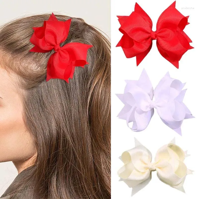 Oaoleer 2pcs Solid Ribbon Bogen Haarnadel für Frauen Girls Boutique handgefertigte Bogenknoten -Haarklammern Barrettes Kopfbedeckungszubehör