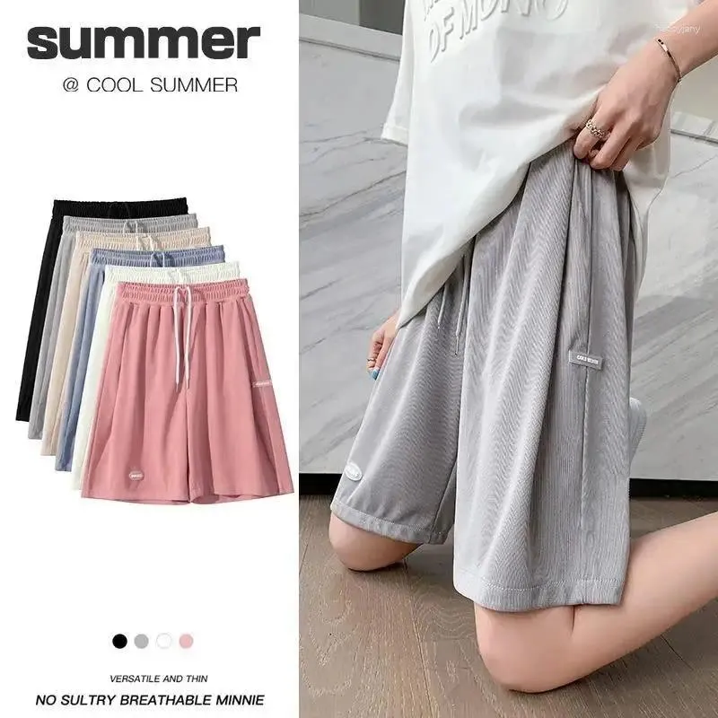 Damesbroeken Shorts Dun Losse High Taille Rechte Rechte Rechte Casual Wide Leg Sports Ademboute Mode