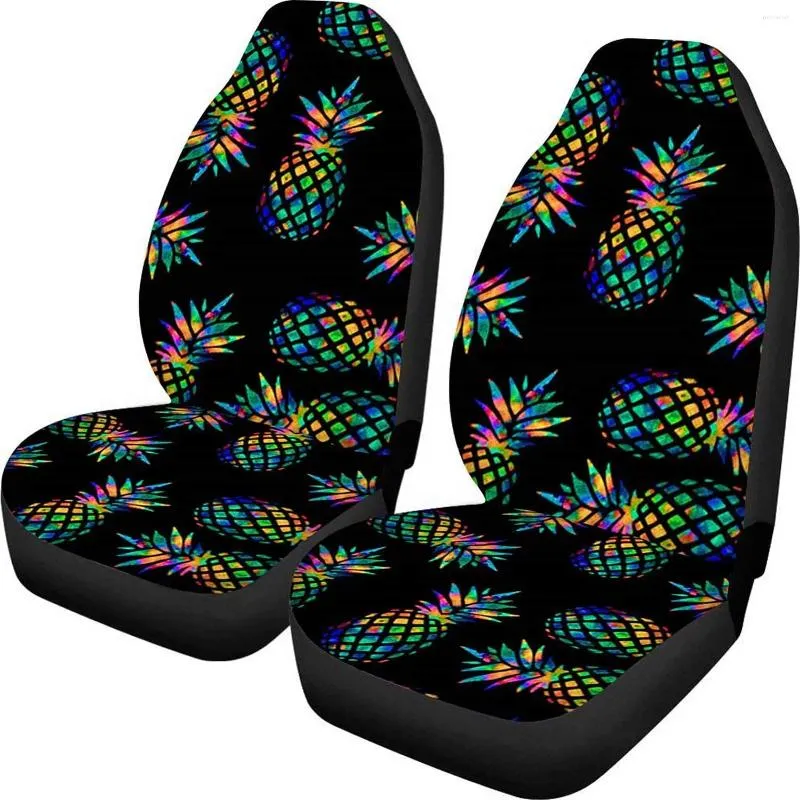 Copertini per sedili per auto Coverlo colorato di ananas copia nera universale accessori per protezioni complete per camion SUV