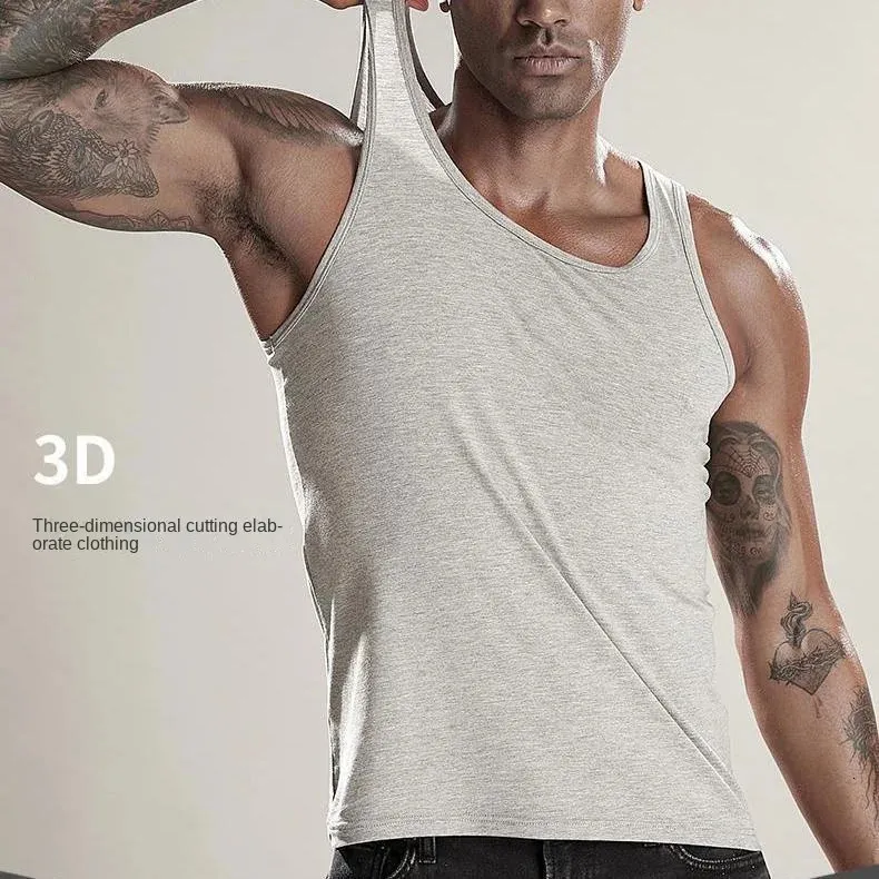 Mens Tank Top Tight Montering High-End Cotton Camisole Hurdle Sports Underwear Upper Body Base Shirt Mens Casual Vest 240426