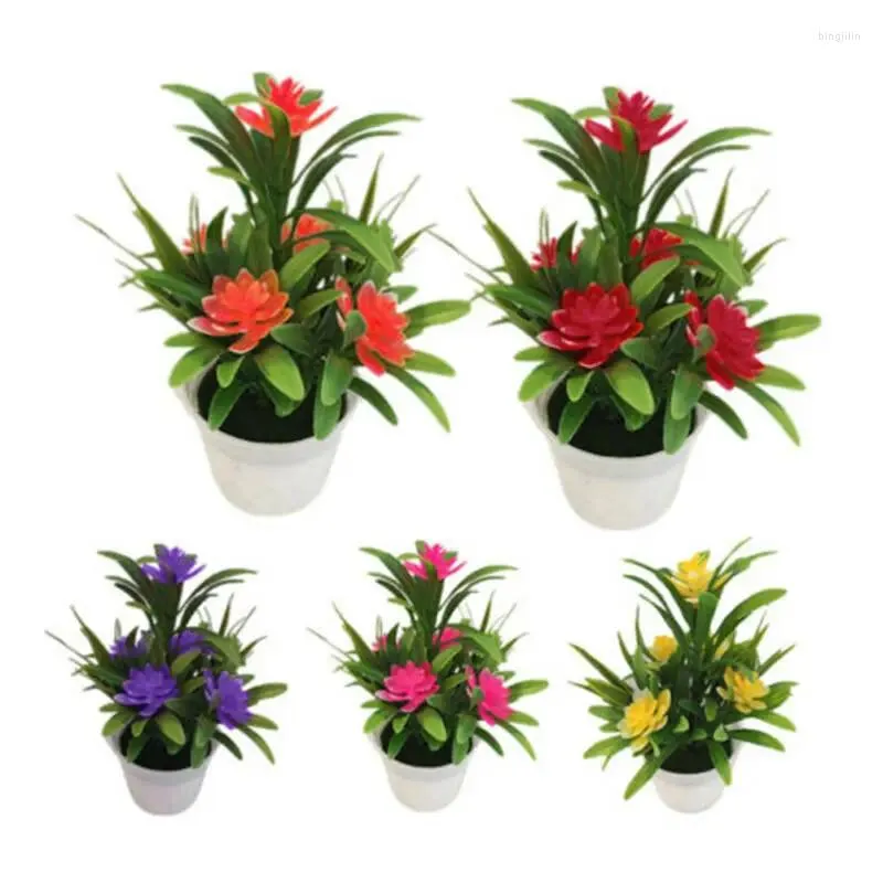 Decorative Flowers 1pc Plastic Artificial Flower Simulation Bonsai Fake Lotus Potted Plant Home Decor Office Red/Pink/Yellow/Orange/Purple