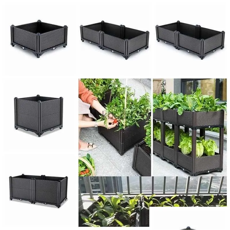 Planters Pots Assembled Vegetables Grow Pot Raised Garden Bed Veg Planting Box Large Rectangar Flower Indoor Balcony Crop Drop Deliver Otlvs