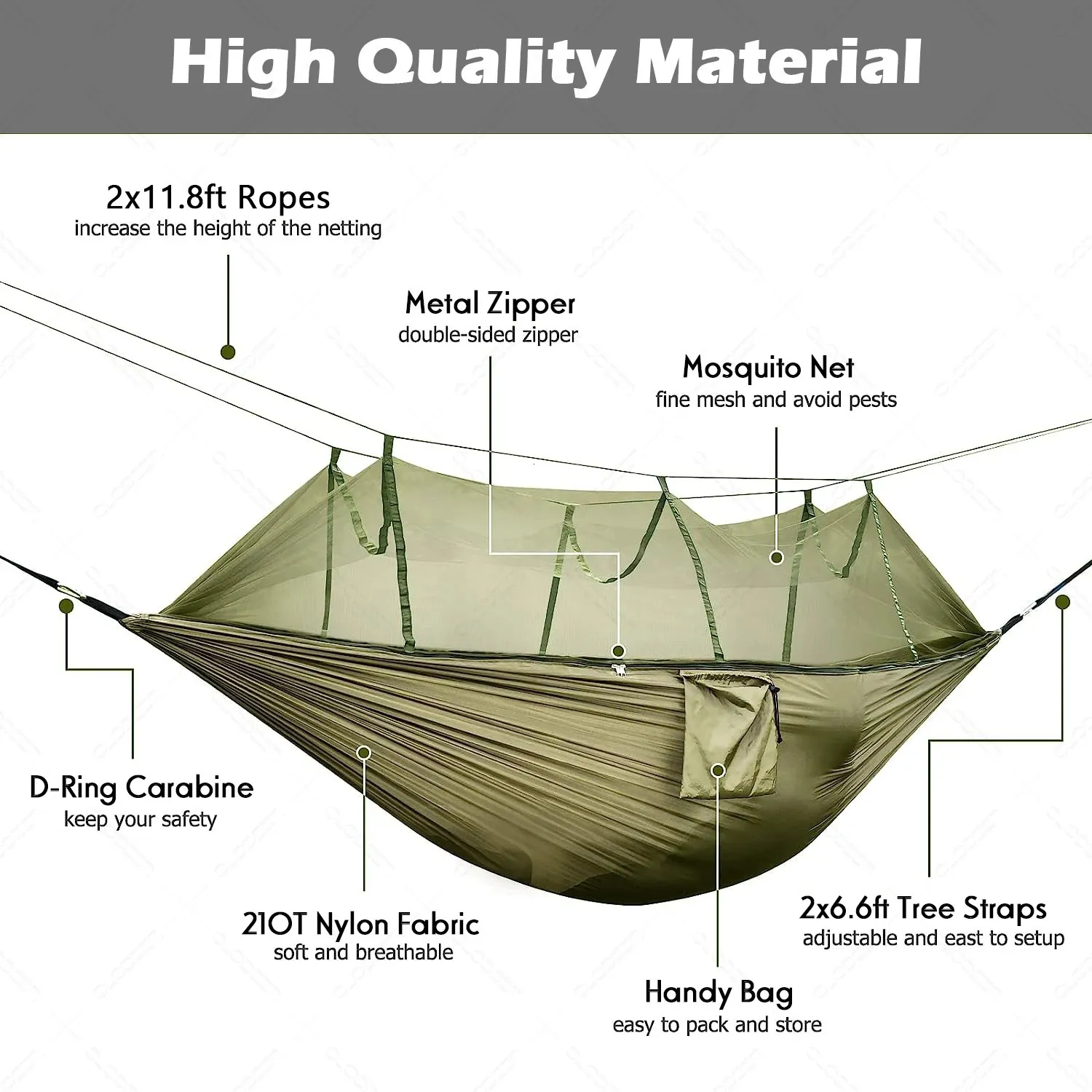 Anti Mosquito Camping Equipment Suspended Swing Outdoor Garden Furniture Portable Hammock Hiking Tents Supplies Tourist 240411