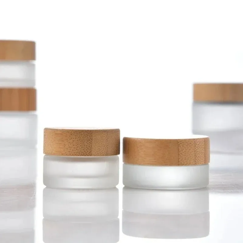 30G Cream Bottle Bamboo Wood Cover Glass Cosmetic Bottle Lip Gloss Containers