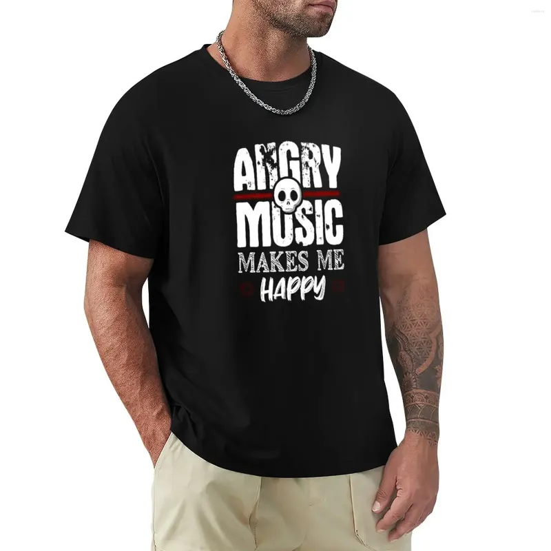 Men's Tank Tops Angry Music Makes Me Happy - Funny Metalhead Outfits Gifts T-Shirt For A Boy Oversized T Shirts Mens White