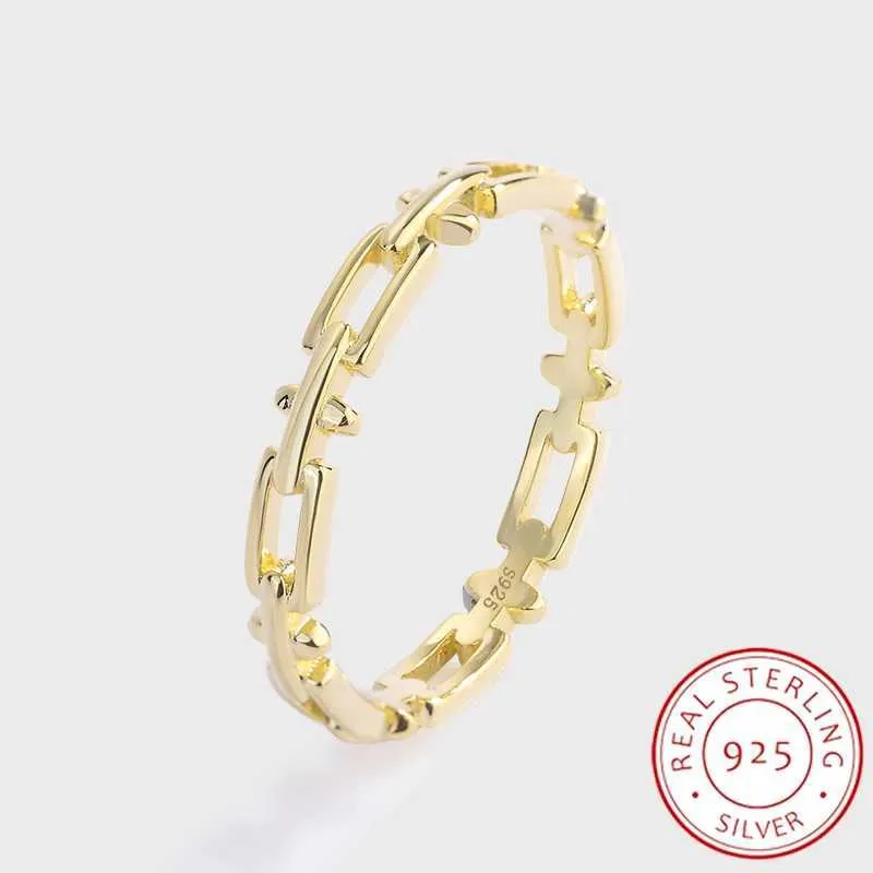 Ringas de banda Small Geometria 18K Casal de ouro Anel de mulheres requintadas requintadas autênticas de prata pura do dia dos namorados do dia de presente q240427