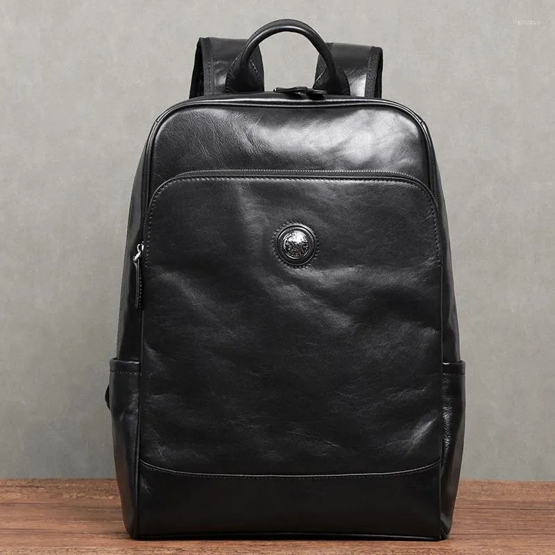 Backpack Men's Vintage Genuine Leather Luxury Travel Bags Knapsack Fashion Schoolbag Office Computer Bag For Laptop