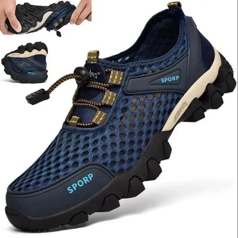 Sneaker da uomo Summer Simesh Scarpe a maglia comoda Slip su scarpe da trekking all'aperto Zapatos Hombre Casual Claucing Trekking Footwear 240419