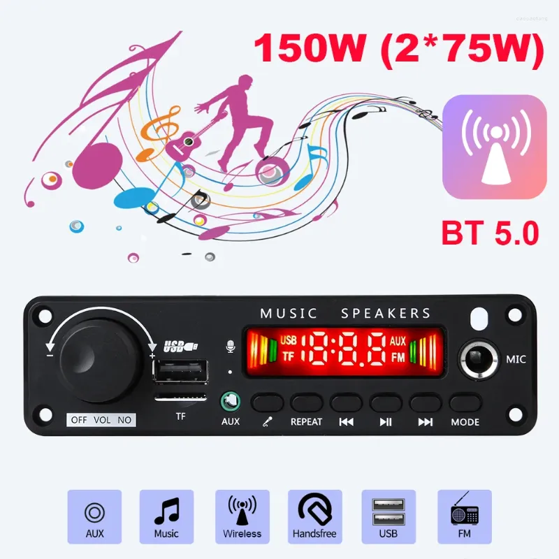 오디오 모듈 DC 8V-26V Bluetooth 호환 5.0 무선 무선 FM 수신기 TF USB MP3 WMA 보드가있는 리모컨