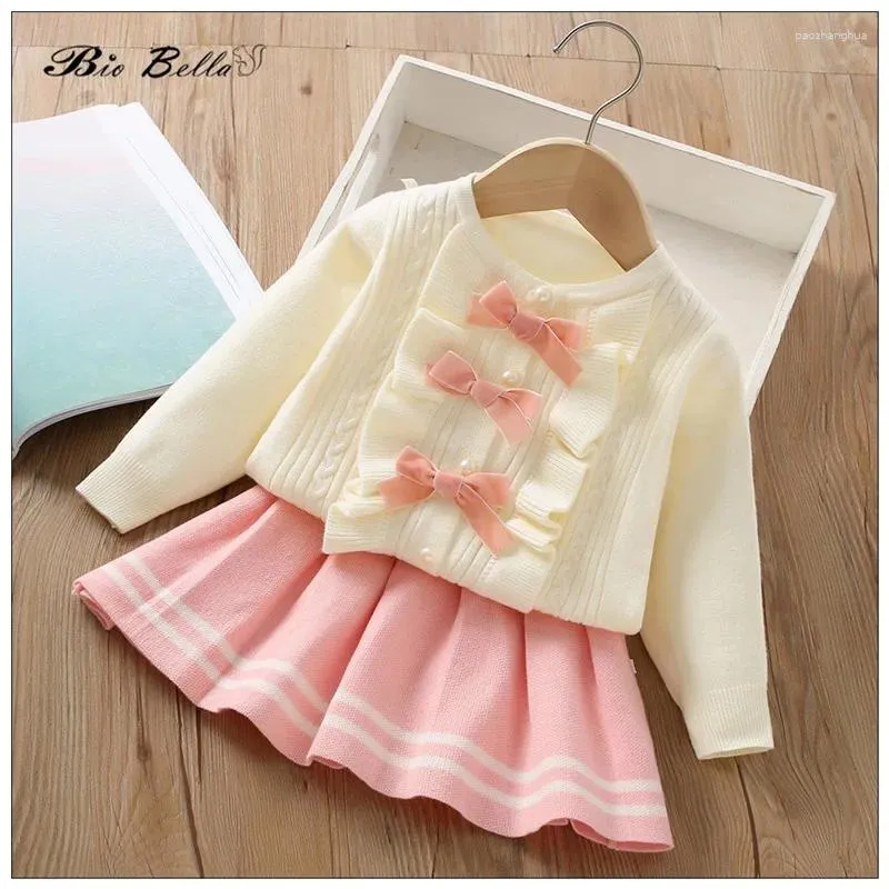 Clothing Sets Princess Winter Sweater 3 Tutu Skirt Coat Autumn 2024 Style Infantil Knitted Infant Xmas Christams Birthday Kids Outfits Set