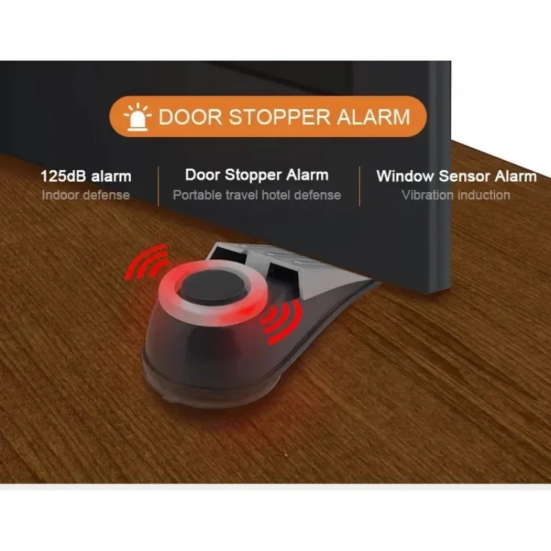 new Door stopper for women living alone, window vibration alarm, hotel door stop with flashing light and anti-theft alarm- Women's home security device