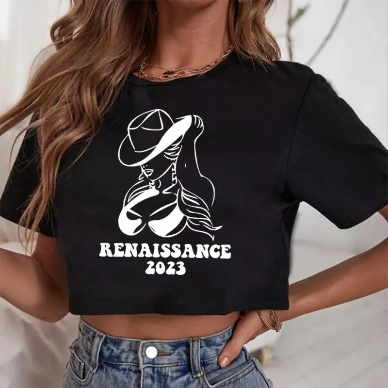 Dames t shirts beyonce renaissance 2024 crop tops fan cadeau o-neck korte mouwen