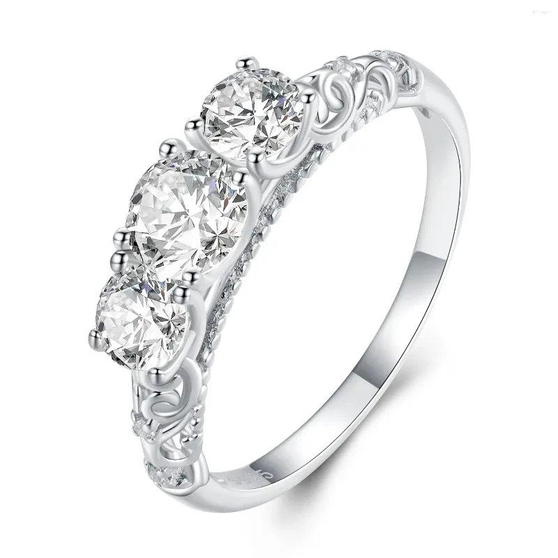 Anelli a grappolo S925 Sterling Argento originale Anello zircone di lusso Platinum placcata semplice e squisita Anniversario di matrimonio Gioielli