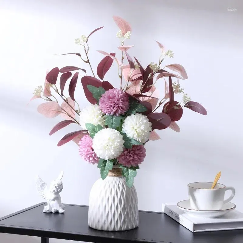Flores decorativas simulación nórdica flor ramo de flores boda seda nupcial de seda artificial decoración de la fiesta del hogar falso