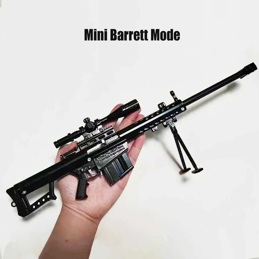 Gun Toys 2023 Miniature Barrett M416 Sniper Rifle Afneembare Jedi Survival Submachine Gun Model Alloy Pistol Toy Gun Boys Collection Gift T240428