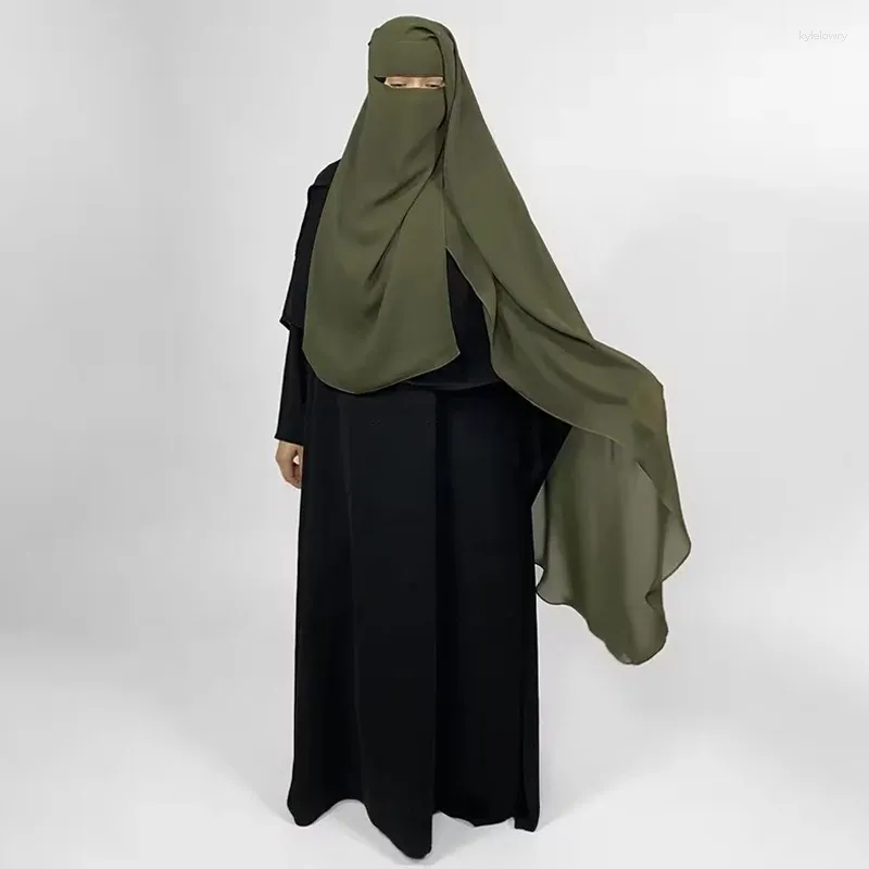 민족 의류 시프 니 브 니브 아이드 가벼운 통기성 안면 덮개 베일 키마 라마단 도매 무슬림 여성을위한 긴 히잡이 둥글다