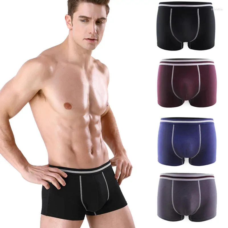 Onderbroek Boxer's Men's Underwear Pure Cotton Boxer broek massieve kleuren broek met U-Convex Middle Taille voor ventilatie