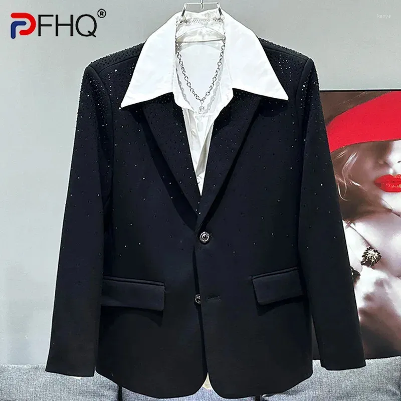 Herenpakken PFHQ zware industrie diamant mannelijke blazers zomer coole geavanceerde originele luxe luxe single breasted suit jassen 21Z4472