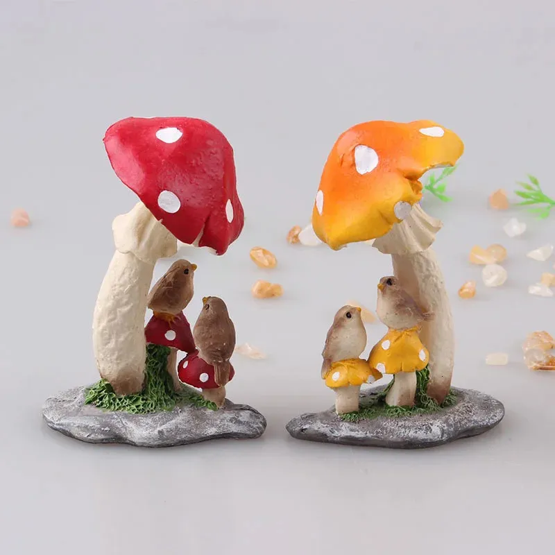 Mushroom Micro Landschap Decoratie Vistank Tuin Tuin Pot Mini Cute Decor Diy Accessories 240424