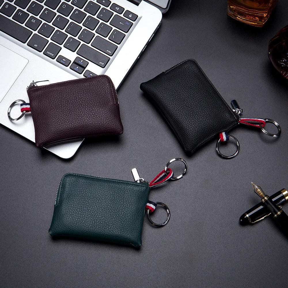 Men's Coin Purse European And American Genuine Leather Mini Wallet Soft Leather Zipper Coin Driver's License Key Bag Card Holder Ultra-thin