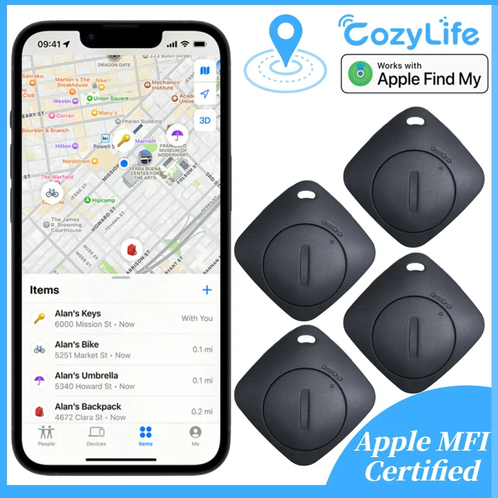 Controle Cozylife Aiyato Bluetooth Key Finder met Global Apple Find My Network (IOS alleen) Smart Tag Tracker Item Locator voor tassen Bagage