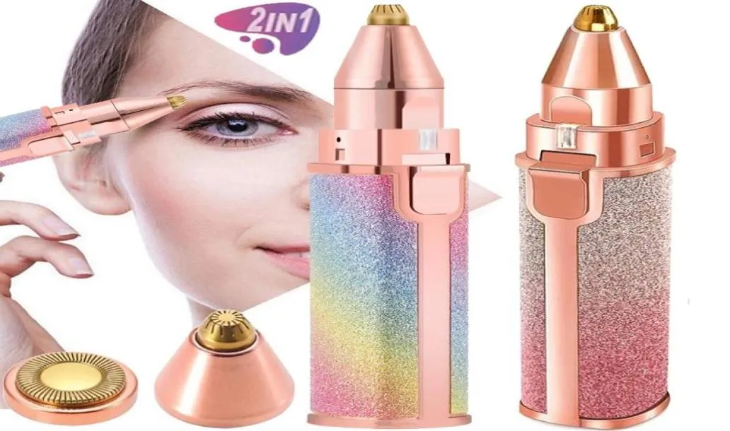 2 in 1 wiederaufladbare elektrische Augenbrauen -Trimmer -Epilatorin weibliche Körperbehörde Lippenstift Form Haarentfernung Mini Schmerzloser Rasierer Shaver6784836