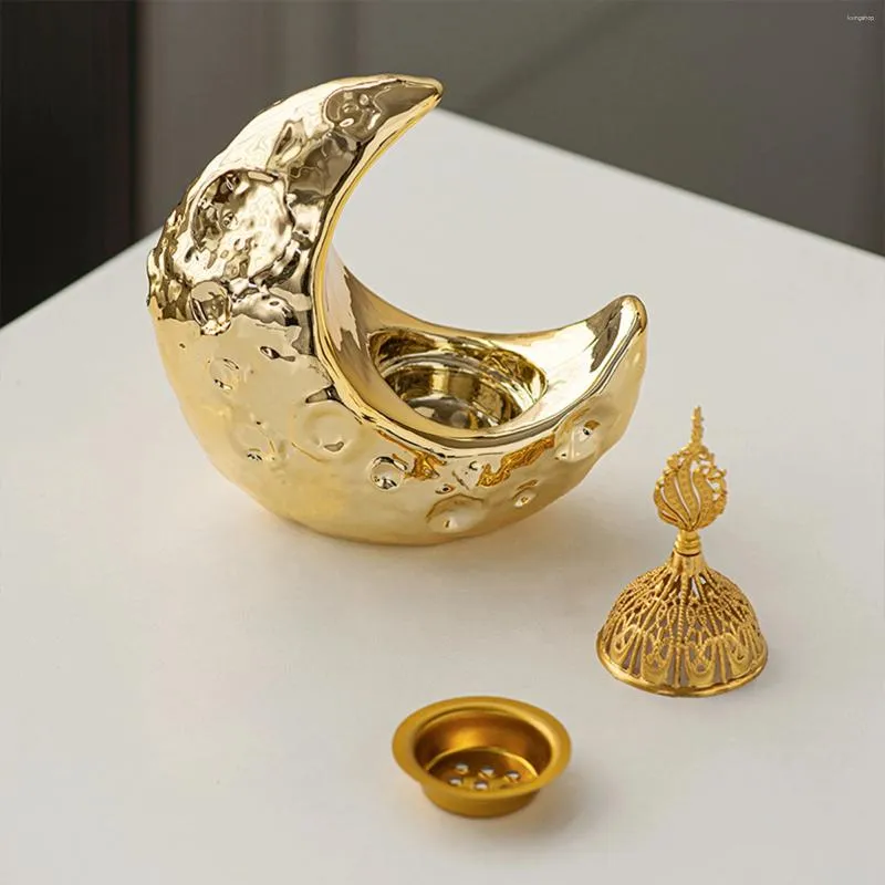 Dekorative Figuren Keramik Weihrauchhalter Ornament Mondbrenner Indoor Dekoration Middle East Ramadan Desk Home Decor Geschenk