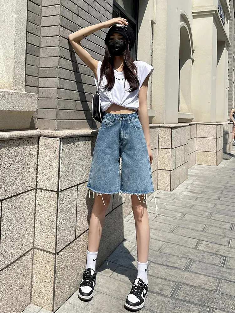 Bermuda Shorts Womens Wide Leg Jean Shorts Kristie 80s Bermuda